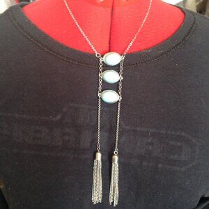 Vintage Faux Turquoise Tassel Pendant/Necklace